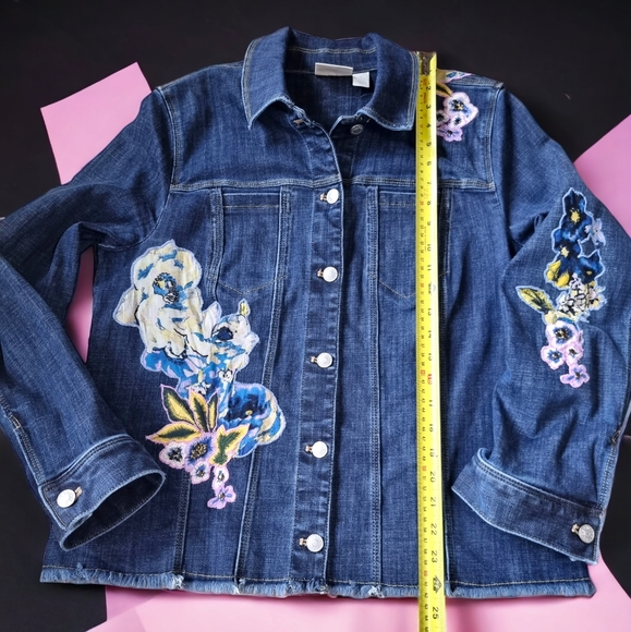 Chico's Floral Embroidered Jean Jacket - Picture 5 of 8
